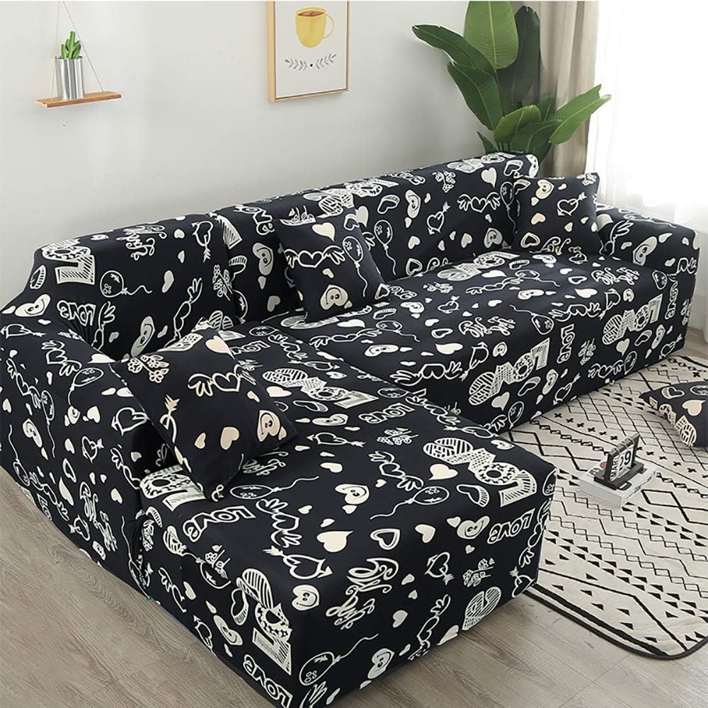 FCHJJ L Shape Sofa Cover 2 Pcs Stretch Sectional Chaise Lounge Chair 2 3 4 Seater Anti-Slip Elastic Washable Durable Dust Proof with a Pillow Cover Furniture Protector 360° All Inclusive