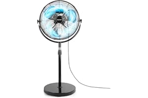BEESTAR 18 Inch Heavy Duty High Velocity Pedestal Fan,Industrial Standing Fan with Adjustable Height and Tilt,3-Speed,Metal for Industrial, Commercial, Residential, Greenhouse,Black