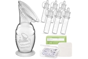 haakaa Manual Breast Pump 5oz/150ml & Silicone Colostrum Collector Kit Ready-to-Use Pack (0.1oz/4ml, 6pcs)