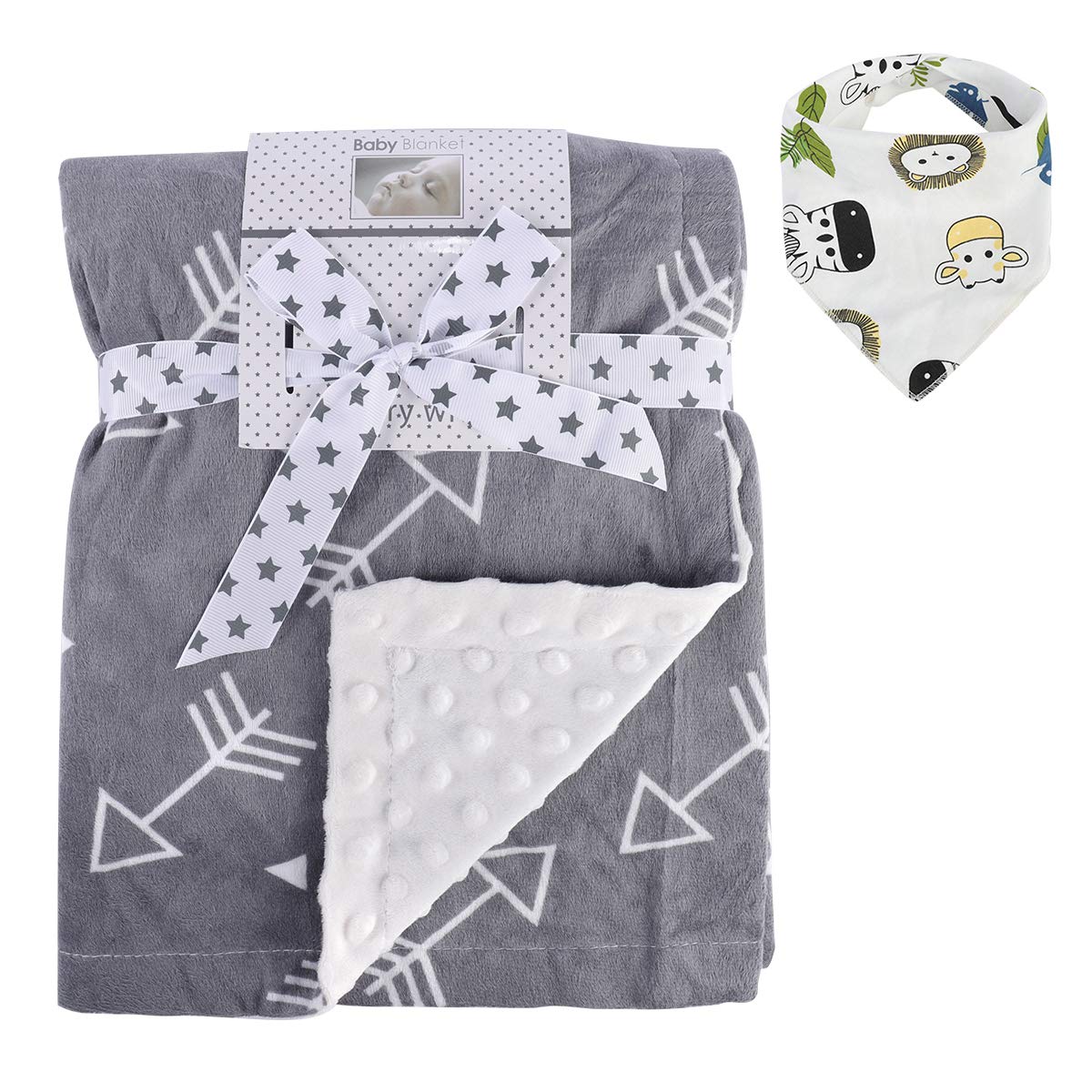 SHANNA Baby Blanket, Baby Girl &Baby Boy Blanket, Deluxe Newborn Supersoft Breathable Cotton Bobble Blanket (Grey-Arrow, 75 * 120CM)