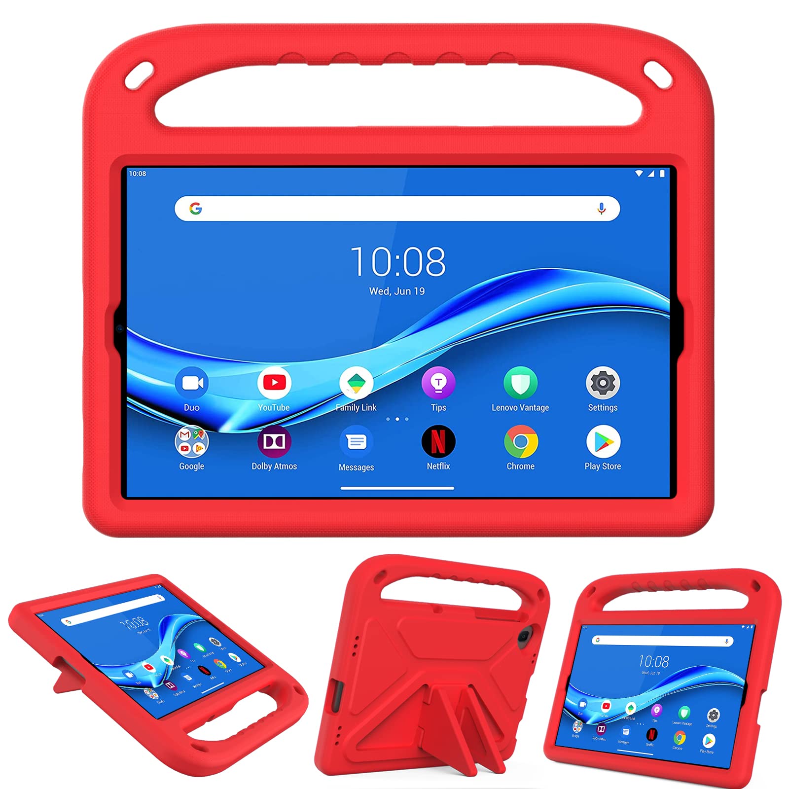 GOZOPO Kids Case for Lenovo Tab M10 Plus 10.3" TB-X606F, Light Weight Sturdy with Hand grip and Stand Kids Friendly Tablet ShockProof Case for Lenovo Tab M10 Plus (Red)