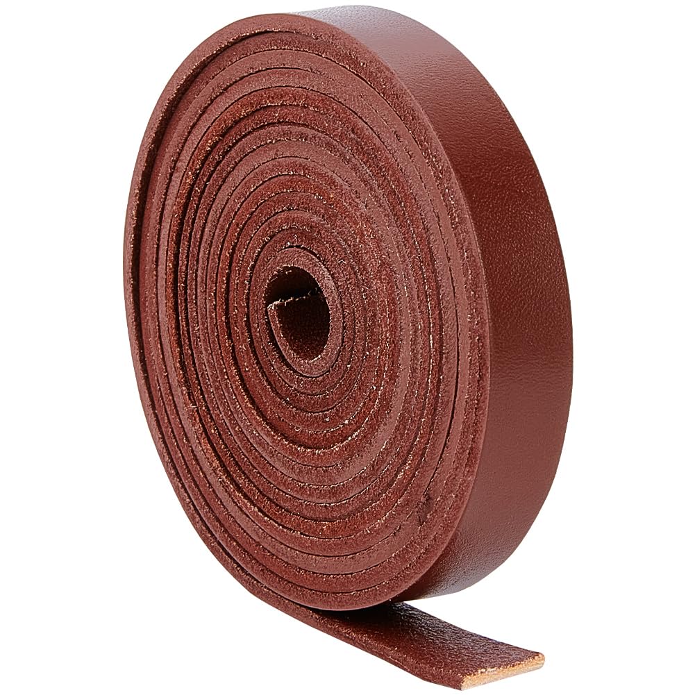 GORGECRAFT 12.5mm x 2m Flat Leather Cord Full Grain Buffalo Leather Strap 2mm Thick Cowhide Strips Braiding Thread Rope for Bracelets Necklace Jewelry Making Belts Boot Lace DIY Crafts, Coconut Brown