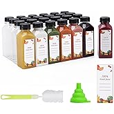 Plastic Juice Bottles 150 pcs 12 oz Empty Plastic Water Bottles with Caps Reusable Clear Beverage Containers for Drinking, Juicing, Smoothie, Water with 2 Brushes, 2 Funnels, 160 Stickers (12 OZ)