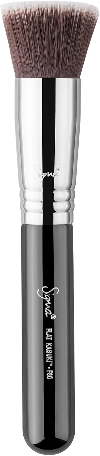 Sigma Beauty Professional F80 Flat Kabuki Highlighter Makeup Brush with Sigmax fibers for Buffing and Blending Liquid, Cream or Powders: Health & Personal Care