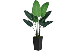 ASTIDY Bird of Paradise Artificial Plant 5FT - Faux Tropical Palm Tree with Black Tall Planter - Fake Floor Plant in Pot - Artificial Silk Tree for Home Office Living Room Decor Indoor