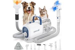 Oneisall 8 in 1 Dog Vacuum & Dryer for Shedding Grooming, Pet Clippers With Metal Blades, Adjustable Speed and Temperature Co