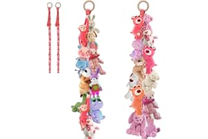 POILKMNI 2 PCS Pink Stuffed Animals Storage Chain Toy Chain Organizer Toy Storage Hanging Chain with 40 Metal Clips, 4 Ceiling Hooks for Hanging Plush Toys Hats Socks Holiday Cards