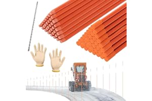 BIUBEE 100 Pack 48 Inch Driveway Markers- Fiberglass Snow Plow Markers Snow Stakes Reflective Driveway Markers for Snow Plowing Parking Lots Walkways Easy Visibility at Night (1/4" Dia) Orange(100Pcs)