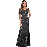 VCCICANY Sequin Mermaid Mother of The Bride Dresses for Women Chiffon Off Shoulder Ruched Long Formal Evening Gowns