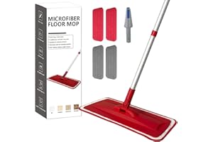 PANDA GRIP Reusable Microfiber Mop for Hardwood Floor Daily Easy Cleaning Dust Mops with 360 Degree Swivel Head, 1 Scrubber and 1 Washable Pad