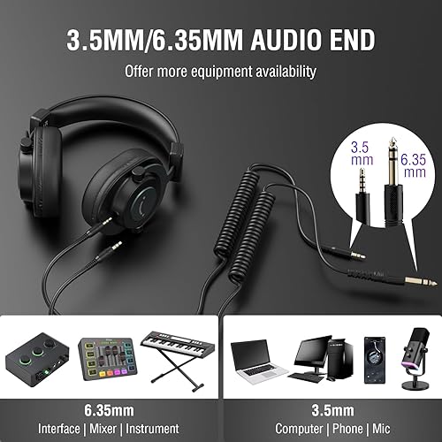 FIFINE XLR/USB Microphone and Studio Monitor Headphones Set, Computer  Recording Mic with Mute Button, RGB, Ove