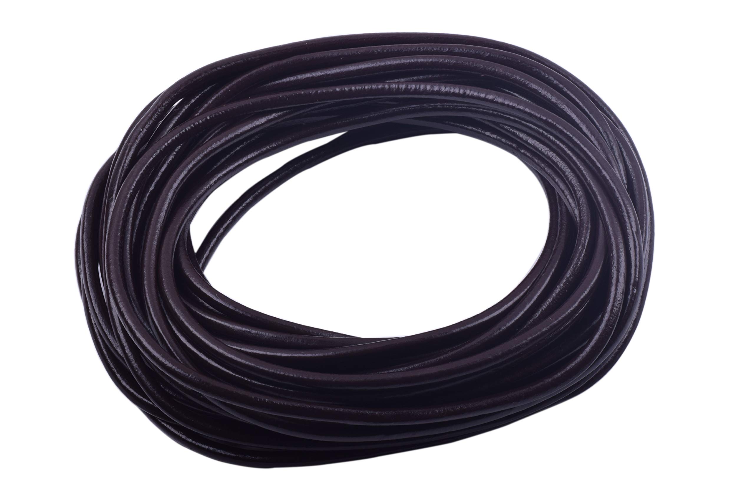 KONMAY 9.1 Meters 3.0mm Brown Round Real Leather Cord for Jewellery Making and Crafting