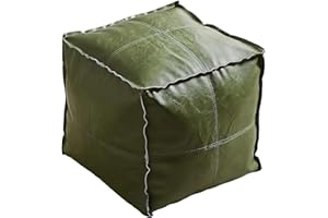 Louis Donné UNSTUFFED Pouf Ottoman, Square 17.7" Faux Leather Floor Cushion, Waterproof Poofy Ottoman Cover Foot Rest for Storage Living Room Decoration,Bedroom Balcony Office(ONLY Cover, NO Filler)