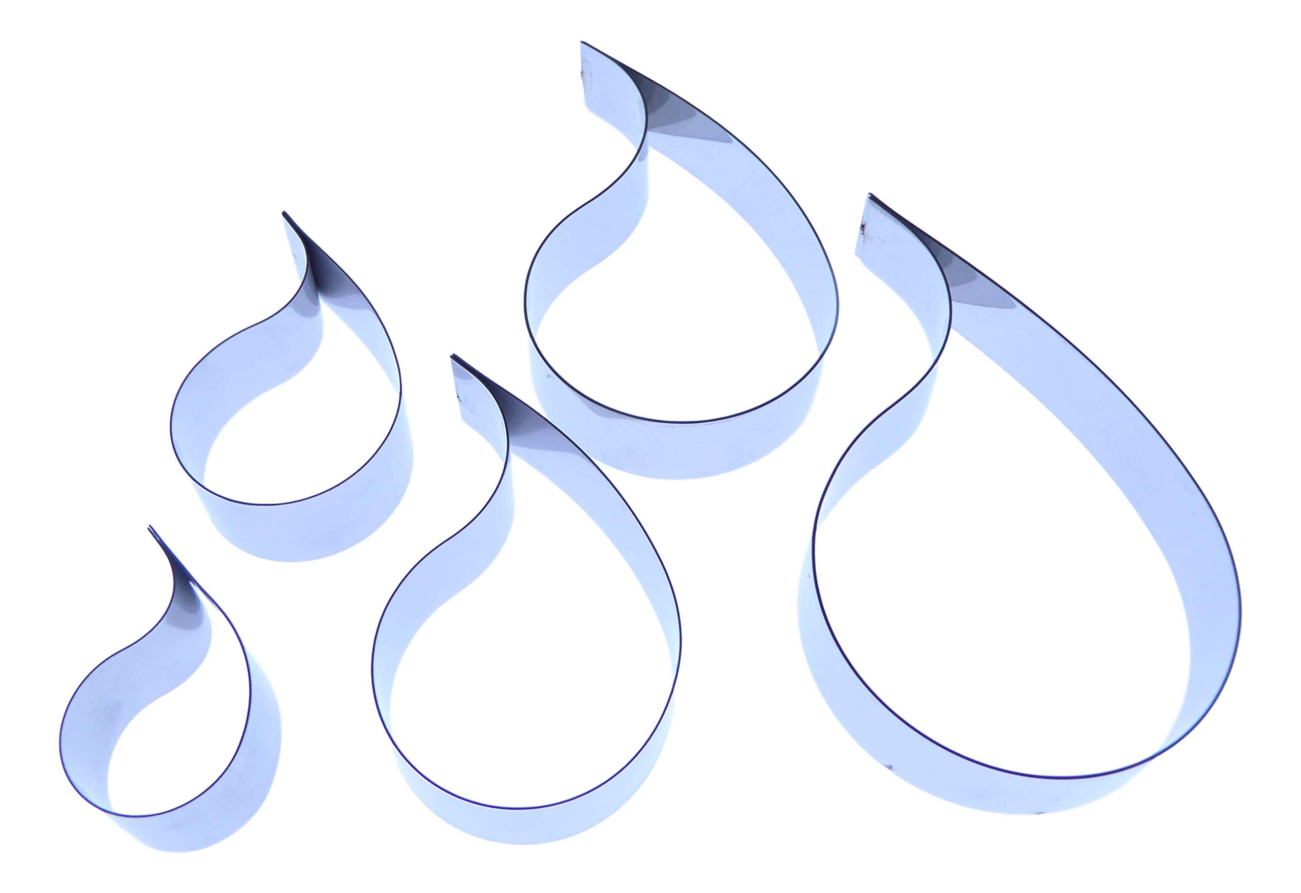 Paisley Cutter Set - Stainless Steel Sugarcraft Cutter - Set Contains Five Cutters Measuring 65,55,45,35 and 25mm - Valley Cutter Company - Sugarcraft, Cake Decorating