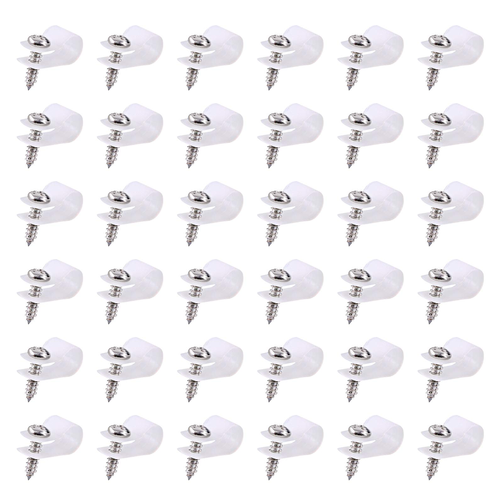 Swpeet 60 Pack White 5/16 Inch Nylon Plastic R-Type Cable Clips Clamp Kit, Nylon Screw Mounting Cord Fastener Clips with 60 Pack Screws for Wire Management (5/16 Inch, White)