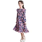 Girls Summer Hawaiian Dress Floral Halter Neck Cold Shoulder Sleeveless Beach Sundress 1-12 Years