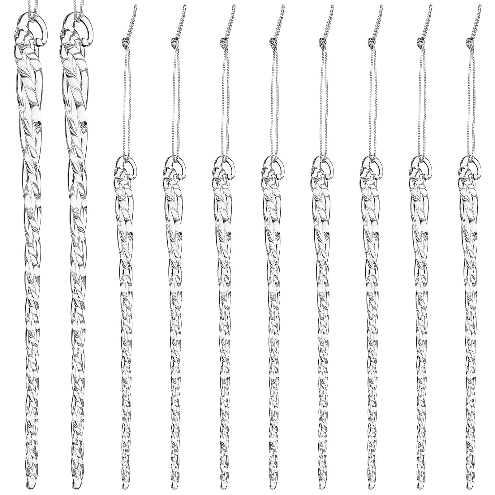 NUOBESTY Glass Icicle Ornaments Clear Icicles for Christmas Tree 10PCS s Drop Ornament Xmas Tree Hanging Pendant Drops Holiday Decor DIY Garden Party Wedding