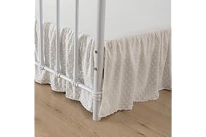 TSUTOMI Tufted Dot Bed Skirt Queen Size Ruffled Bed Skirt with Split Corners, 14 Inch Drop Dust Ruffle Bed Skirts with Platform, Ivory