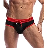 MIZOK Men's Sexy Low Rise Quick Dry Swim Briefs Hot Body Bikini Swimsuit Swimwear
