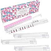 Premium Clear Mahjong Racks with Pushers,4-Pack Non-Slip Acrylic Racks | Non-Slip Base Design,Gift-Ready Packaging,Multiple Color Options,American Mahjong Accessories,Mahjong Night Gift