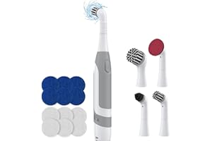 kHelfer Electric Cleaning Brush with Battery Power, KH6A Small Electric Grout Brush Waterproof, Power Brush with 16 Replacement Brushes for Grout, Tile, Corner, Crevice, Bathtub, Kitchen