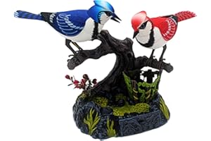 Tipmant Simulation Electric Birds Toys Voice Controlled Electronic Animal Pets Realistic Pen Holders Office Home Decor Ornament Kids Birthday Gifts (Blue)