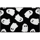 Moutina Ghost Bathroom Rug 16x24 Inch Black, Halloween Bathroom Decor Rug | Soft and Absorbent Tufted Halloween Bath Mat Non Slip Washable Holiday Decorations