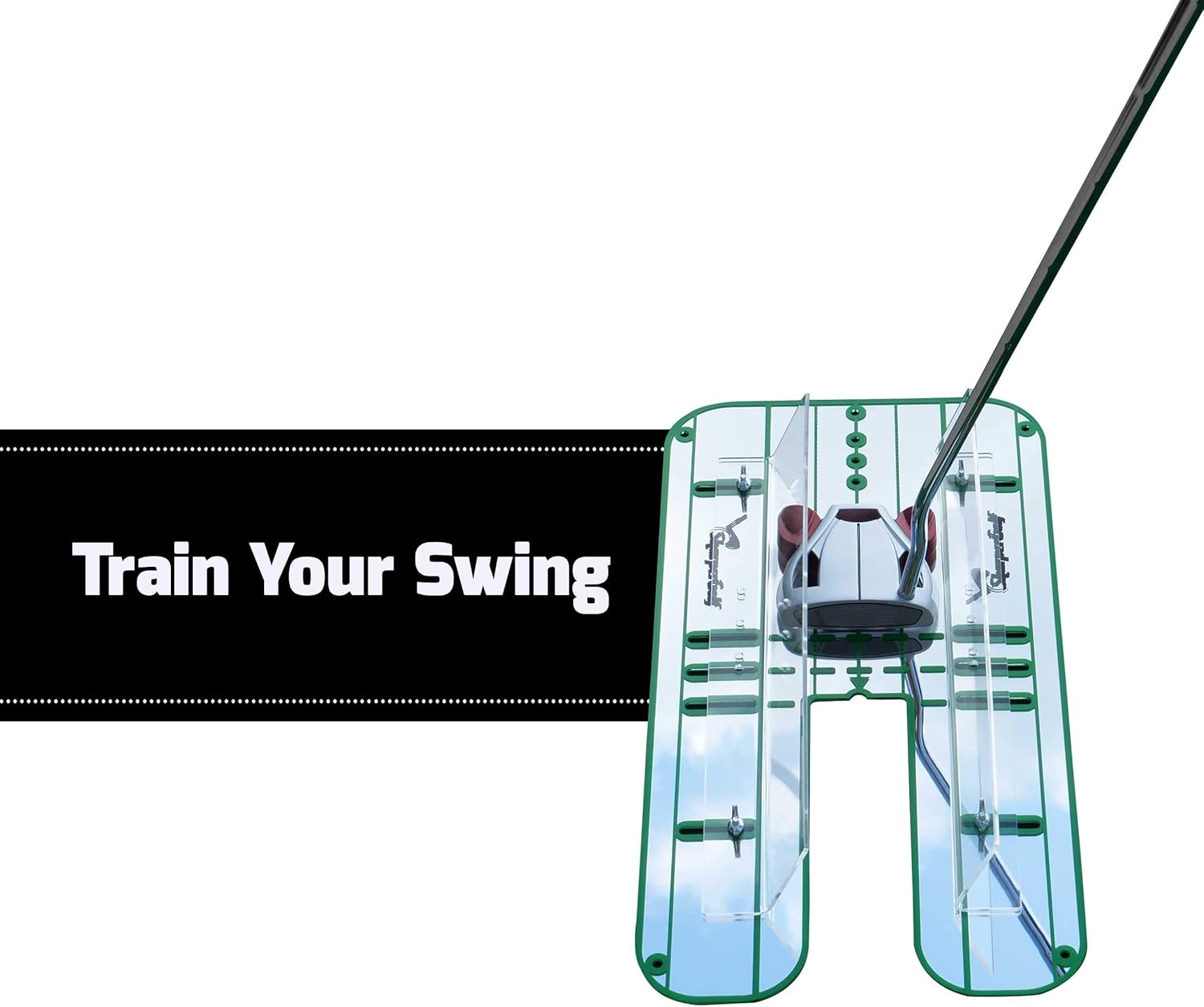 SharperGolf Premium Guide Rails Putting Mirror Large 9.25" x 17.5" Putt Swing Alignment Trainer, Portable Training Aid, Practice Equipment, Eye Path and Starting Line Trainer : Sports & Outdoors