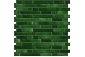 Yipscazo 10 Sheets Peel and Stick Backsplash for Kitchen,12''x12'' Waterproof Stick on Backsplash Smart Tiles for Bathroom,Removable Self Adhesive Wall Tiles (Jade Green)