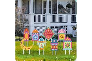 HAPPY JOURNEY Gardens of Faith 8 Ramadan Kareem and Eid Decoration Yard Signs with Stakes- Outdoor Ramadan Decorations - 15" Tall Floral Themed Ramadan and Eid Mubarak Decorations for Home