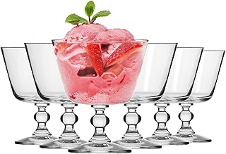 Krosno Eisbecher Eisschale Eisgläser Eiskaffe | Fruchtgeleeschale | Set von 6 | 380 ML | Krista Kollektion | Perfekt für Zuhause, Restaurants und Partys | Spülmaschinenfest