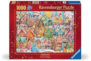Ravensburger - Christmas Cookie Village - 1000 Piece Jigsaw Puzzle - Piece Together an Entire Gingerbread City - Stunning Detail - Premium Quality - Ages 12+