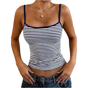 WDIRARA Girl's Striped Camisole Tops Spaghetti Strap Summer Cami Top Undershirts