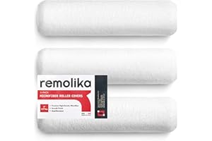 Remolika 3 - Pack 9 Inches Paint Roller Covers for Smooth and Lint-Free Finish – Nap 3/8 - Made in Italy - Premium High-Density Microfiber Roller Covers - Ideal for Professionals and Homeowners
