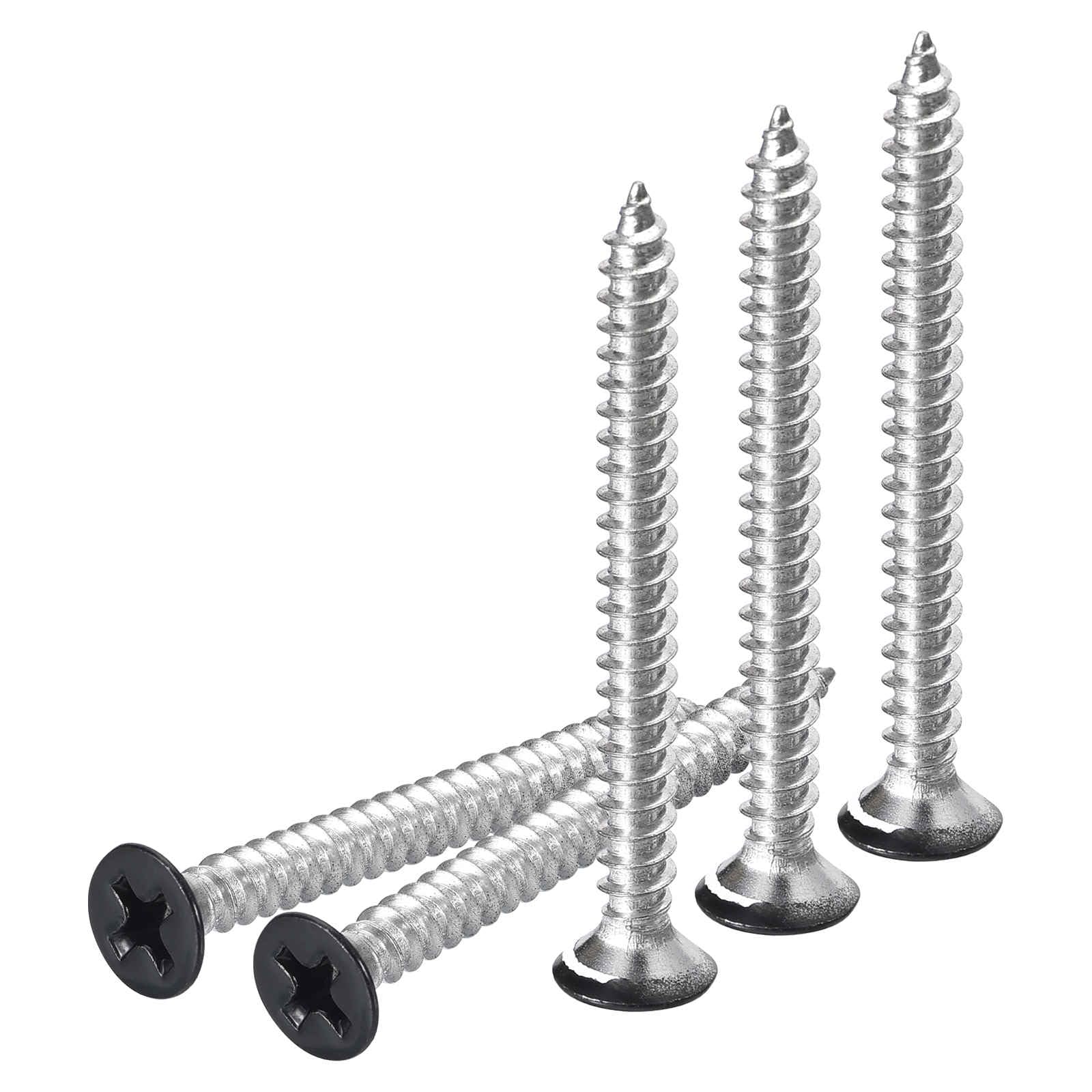 DTGN 100Pcs #6x1-1/2" Flat Head Wood Screws, 304 Stainless Steel Black Phillips Self Tapping Screws - Good for Woodworking, Furniture - Black