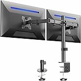 VIVO Dual Monitor Desk Mount, Holds 2 Computer Screens up to 30 inches and 22lbs Each, Heavy Duty Fully Adjustable Steel Stand with C-Clamp and Grommet, Black, STAND-V002