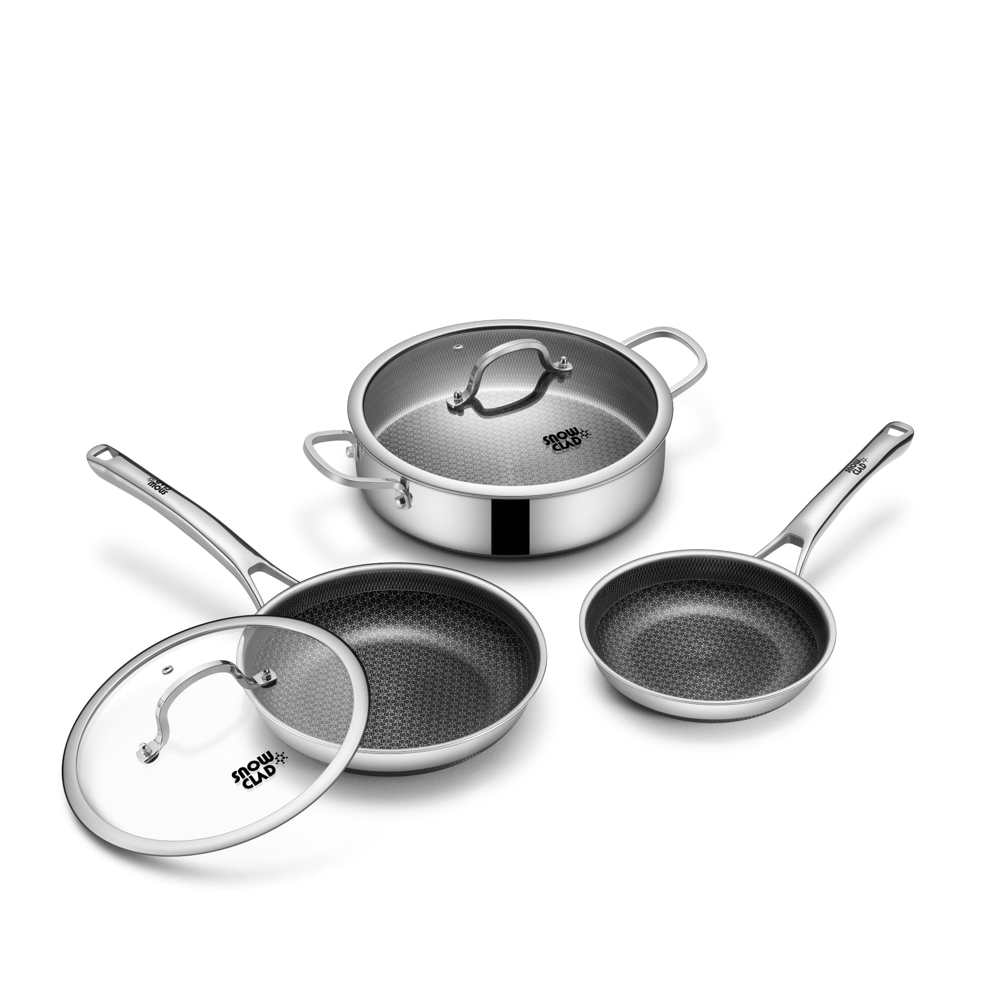 Photo 1 of Saute Pan Set,Hybrid Non Stick 5 Quart Everyday Braiser pan,10 inch skillet,8 inch skillet,Chicken Fryer, PFOA Free Cookware,Deep Frying Pans with Lid,Dishwasher and Oven Safe,Works on All Cooktops