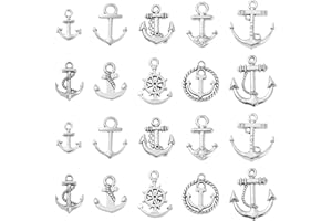 KitBeads 100pcs 10 Styles Nautical Anchor Charm Alloy Tibetan Rudder Charm Sailor Anchor Charms for Jewelry Making Bracelets