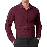 ZITY Mens Hidden Placket Dress Shirts Long Sleeve Button Down Shirt Business Casual Shirts