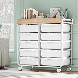 Rolling Storage Cart with 10 Large Drawers, Utility