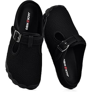 JACKSHIBO Women's Mesh Mule Clogs Wide Toe Box Arch Support Slippers | Slip on, Closed Toe, Zero Drop, Plantar Fasciitis Orth