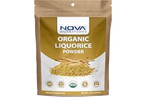 Nova Nutritions Certified Organic Licorice/Liquorice Root Powder 16 OZ (454 gm) - Also Called Glycyrrhiza glabra