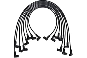 RLP Silicone Spark Plug Wires Set 8.0mm Black Replacement for Chevy GMC Small Block SBC HEI Distributor Valve Cover Wires 265 267 283 302 305 307 327 350 400
