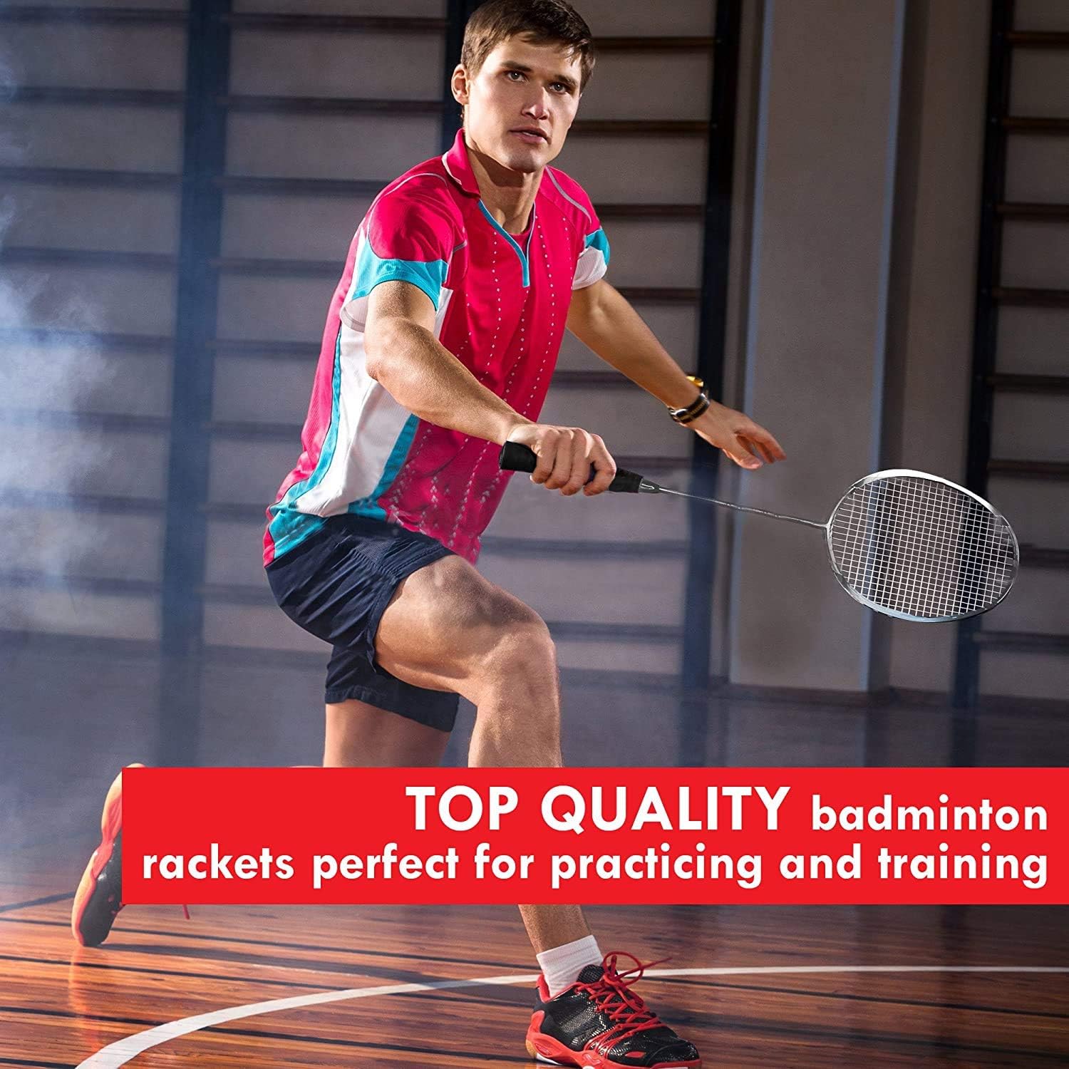 Trained Premium Quality Set of Badminton Rackets, Pair of 2 Rackets, Lightweight & Sturdy, with 5 LED SHUTTLECOCKS, for Professional & Beginner Players Adults and Children, Carrying Bag Included : Sports & Outdoors