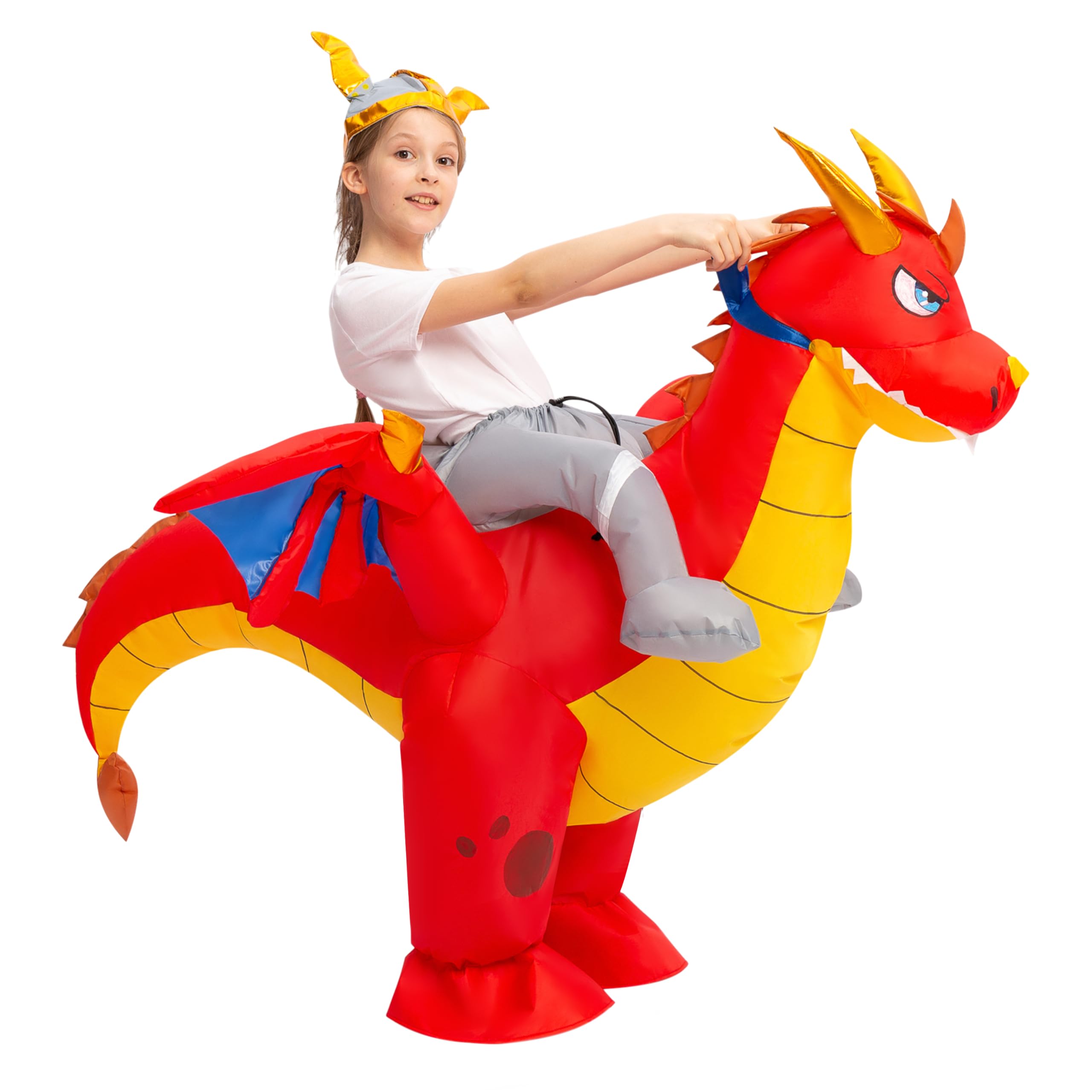 Spooktacular Creations Inflatable Costume Riding a Fire Dragon Air Blow ...