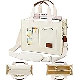 KKXIU Large Canvas Tote Bag for Women with Zipper and Compartments Crossbody Work Bible Messenger Purse Bag With Pockets