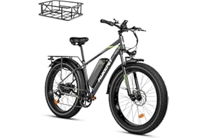 Mukkpet Suburban 750W Electric Bike for Adults 26'' * 4.0 All Terrain Tire Electric Mountain Bikes 48V 15AH BMS Removable Lithium Battery Electric Bicycle Shimano 7-Speed Electric Bike (XC750)