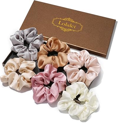 Lolalet Satin Scrunchies 6 Pack Women Girls Big Hair Ties Style C