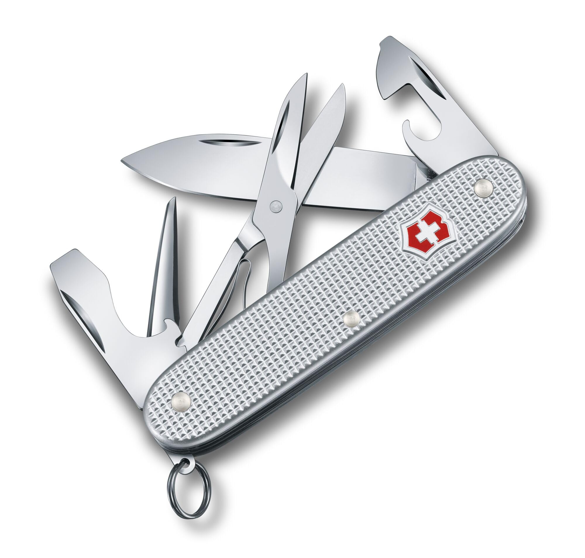Victorinox Pioneer X Alox Swiss Army Knife, Medium, Multi Tool, 9 Functions, Blade, Can Opener, Silver