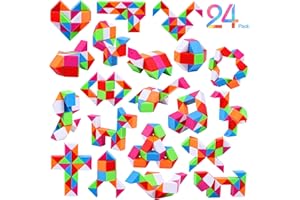 JOLLYFUN 24 Pack Magic Snake Cube Fidget Toys for Kids - 24 Blocks Rainbow Twist Puzzle, Party Favors, Classroom Prizes, Birthday Goodie Bag Fillers, Stress Relief Sensory Toys